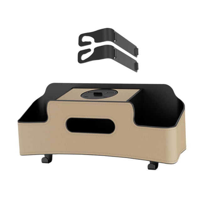 Organizador del respaldo del asiento, soporte para pañuelos, soporte para teléfono, accesorios interiores universales para vehículos con ganchos, Beige