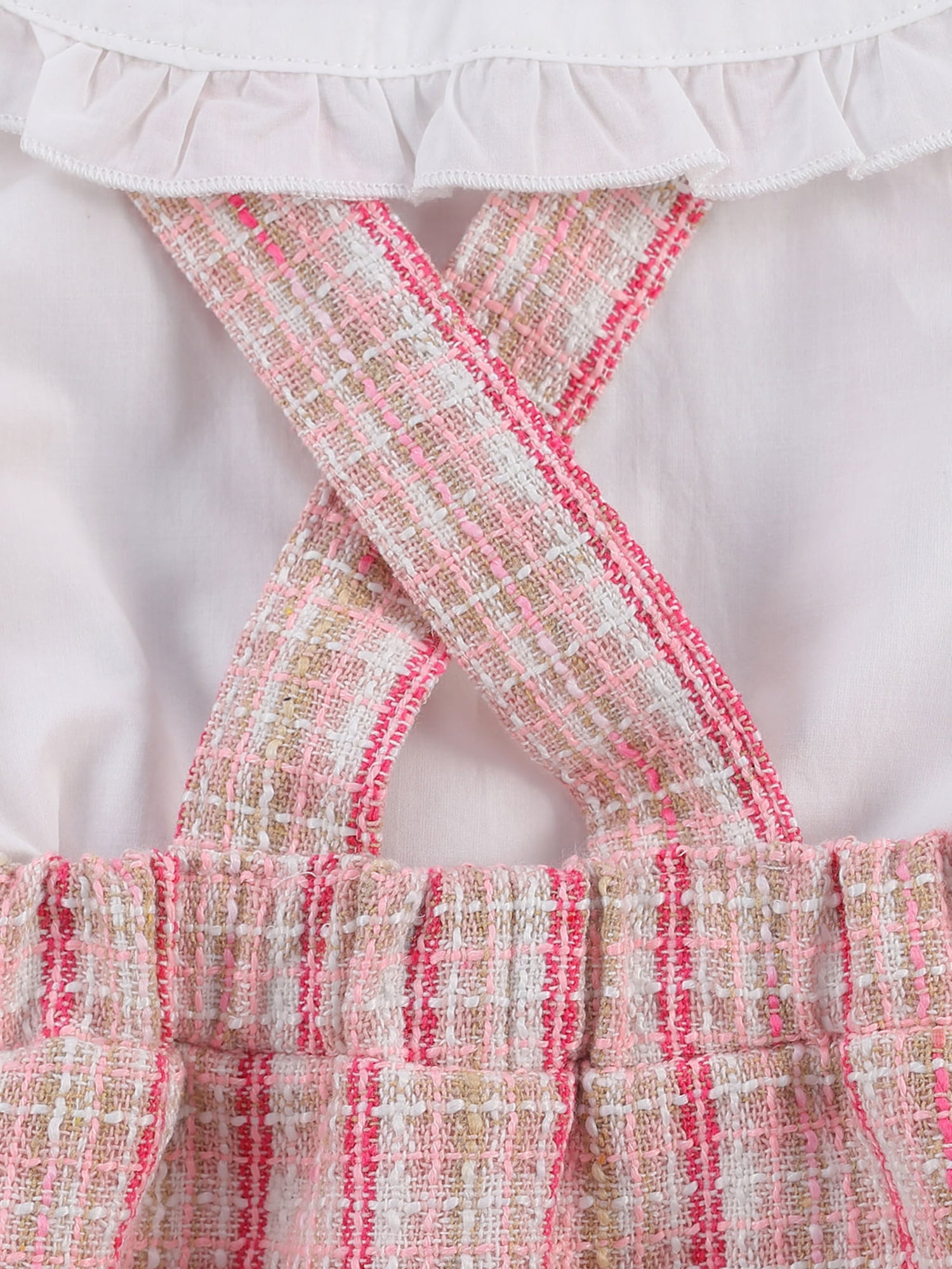 2-piece Toddler Girl Plaid Doll Collar White Tee and Elasticized Skirt Set