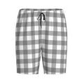 thumbnail image 4 of Naloa Gray Checkboard Men's Short Pajama Pants, Lounge Comfort Shorts with Elasticized Waistband and Side Pockets - 4X-Large, 4 of 9
