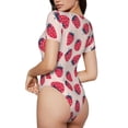 thumbnail image 4 of Uemuo Strawberry Pattern Women's One Piece Short Sleeve Swimsuit Rash Guard Surfing Modest Quick-drying Swimsuit Beach Essentials-XX-Large, 4 of 9