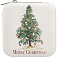 thumbnail image 2 of GZHJMY Travel Jewelry Box Christmas Xmas Tree PU Leather Jewelry case Small Portable Jewelry Organizer Box(White) for Necklace Bracelet Earrings Rings, 2 of 7