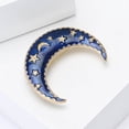 thumbnail image 6 of Blue Enamel Crescent Moon Brooch Pin with Sleeping Metal Stars – Celestial Night Jewelry for Women, Men Unique Gold Tone Vintage-Style Accessory, 6 of 7