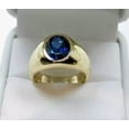 thumbnail image 3 of 2Ct Oval Cut Lab Created Blue Sapphire Solitaire Men's Engagement Ring 14K Yellow Gold Plated Silver Gift Ring, 3 of 4