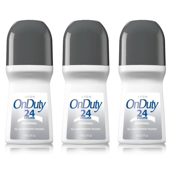 Avon On Duty Original 24 Hour Deodorant 2.6 oz Roll-On Antiperspirant - Pack of 3