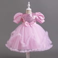 thumbnail image 5 of ITSAME Girls Formal Tutu Dresses Sequin Bow Puff Sleeve Princess Wedding Pageant Party Gown Pink Size 7-8, 5 of 7