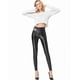 thumbnail image 5 of Leggings Ginasy negros de cuero sintético de tiro alto y elasticidad, 5 of 7