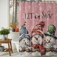 thumbnail image 3 of Christmas Cute Shower Curtains for Bathroom, Snowman Pink Texture Waterproof Fabric Shower Curtain for Bathroom Bathtub Decoration, Machine Washable, 72"x84", 3 of 9