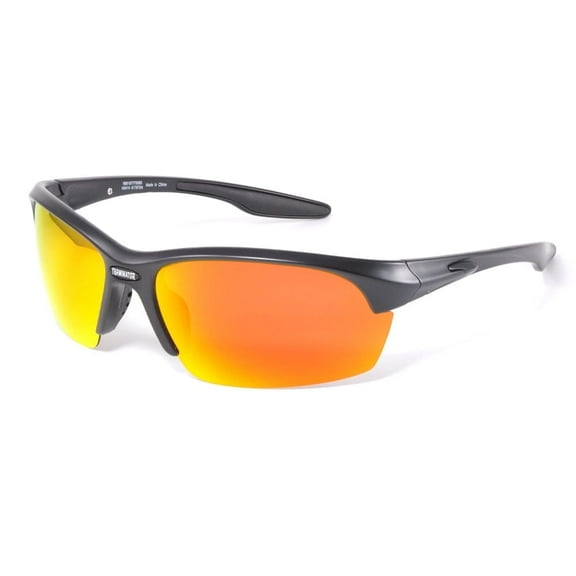 Terminator Polarized Fishing Sunglasses - Ultimate Anti-Glare Lens, 100% UV Protection, Black with Orange Lens