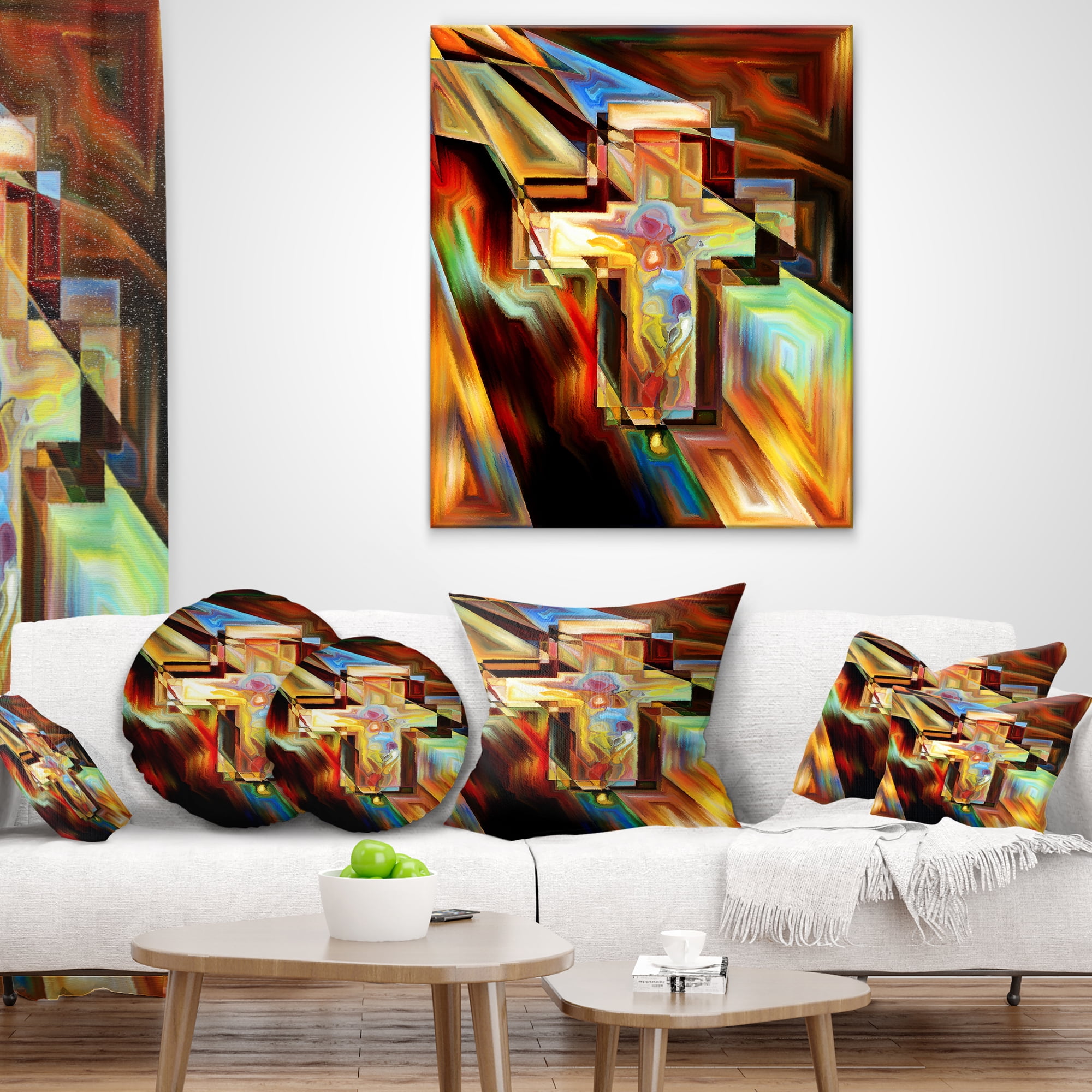 Designart Light of the Cross - Abstract Throw Pillow - 16x16