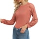 thumbnail image 5 of Tops de Manga Larga NikouMX de Encaje Hueco blusa de Cuello Redondo S M L XL 2XL, 5 of 7