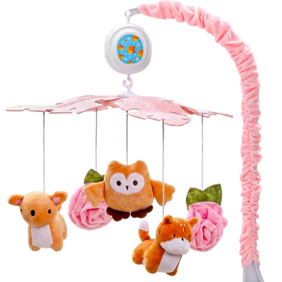 Baby Crib Mobile for Girls with Music Box (100  Lullabies), Rotating Plush Crib Toys for Newborns, Infant, Baby Shower Gift with Music Box
