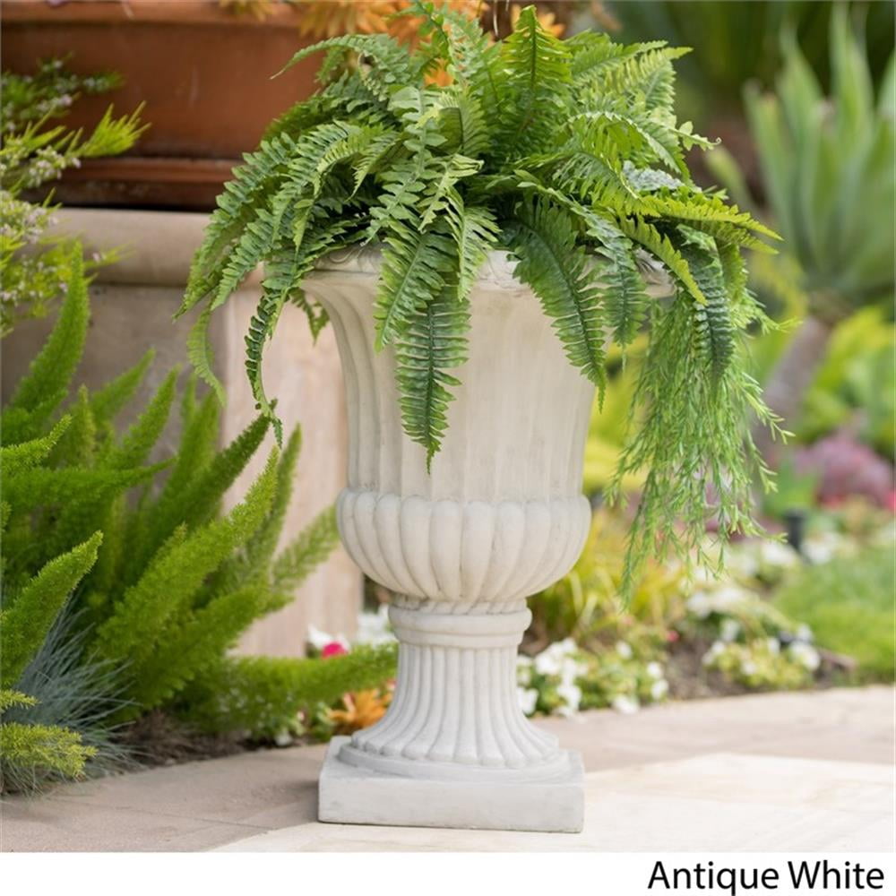 Noble House Antique Outdoor Cast Stone Roman Urn Planter in Antique White