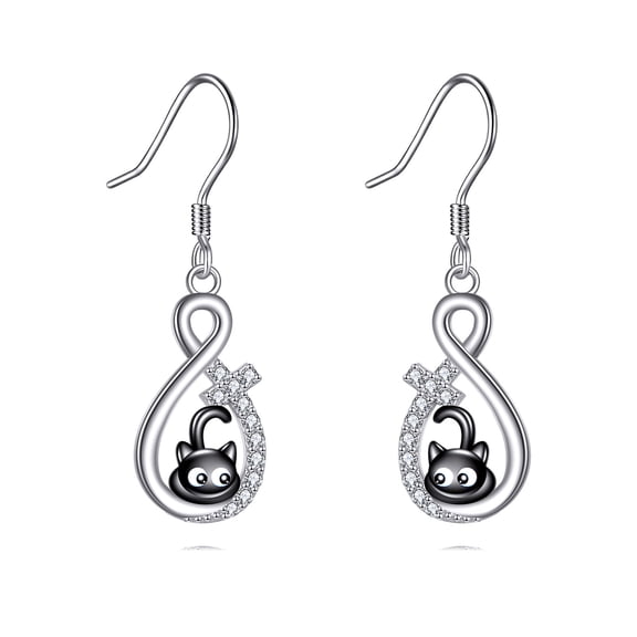 Infinity Earrings Sterling Silver Cute Cat Earrings for Women Cute Jewelry Birthday Gifts for Cat Lovers