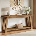 thumbnail image 3 of Finmind 70.87-inch Solid Wood Console Table, 2-Tier Long Farmhouse Entryway Table with Shelf, Vintage Brown, 3 of 6