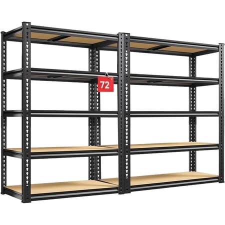 72" H Storage Shelves,Storage Shelves Heavy Duty,2400LBS Metal Shelving Units,Adjustable Garage Shelving Heavy Duty for Garage Storage,Warehouse,16"x35.5"x72",2 Pack