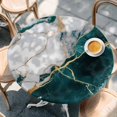 thumbnail image 2 of Marble Turquoise Round Tablecloth, Fitted Table Cover with Elastic for 45"-54" Round Tables, Abstract Gold White Brick Stone Motif Table Cloth Outdoor Indoor Dinning Party Waterproof Tablecloths, 2 of 7
