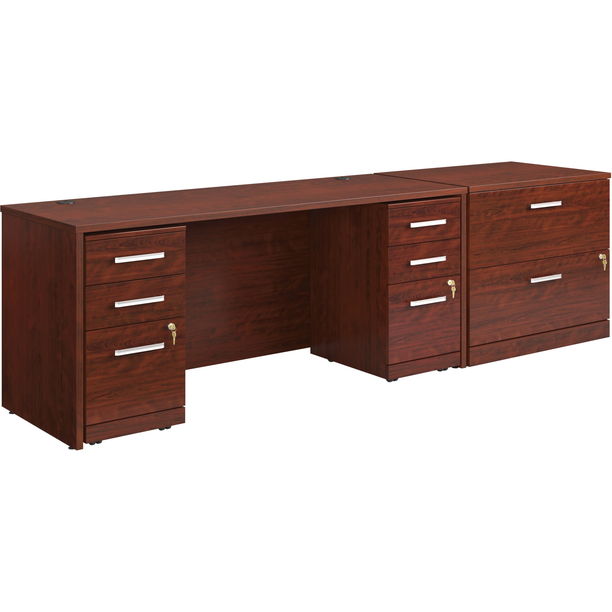 Sauder Affirm 72" x 24" Desk Shell/Lateral File/Two 3-Drawer Mobile Files Cherry - image 2 of 8