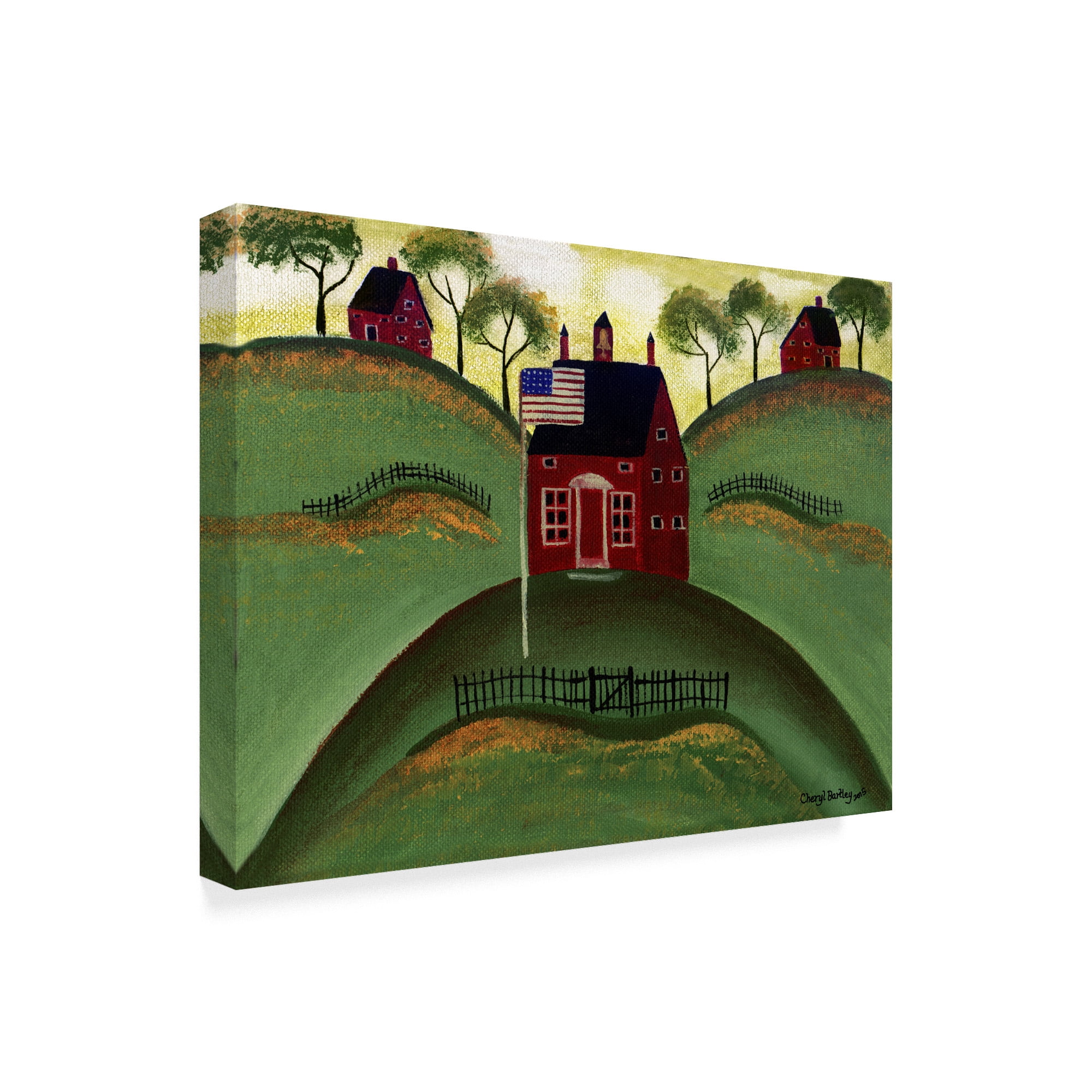 Trademark Fine Art 'Red School House Barn ' Canvas Art by Cheryl Bartley