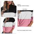 thumbnail image 3 of Sudadera con media cremallera Costura Bloque de color Sólido Elegante Manga larga Ajuste holgado Jersey informal Top Rosa XXL, 3 of 4