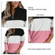 thumbnail image 3 of Sudadera con media cremallera Costura Bloque de color Sólido Elegante Manga larga Ajuste holgado Jersey informal Top Rosa S, 3 of 4