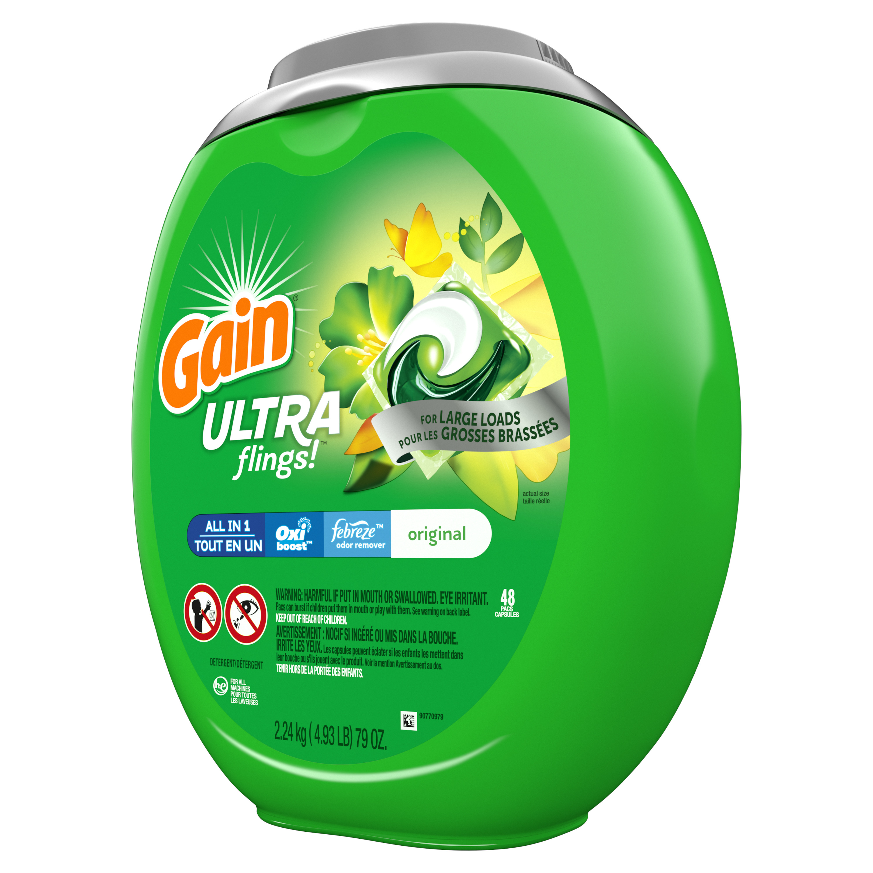 Gain Ultra Flings Original, Laundry Detergent Pacs, 48 Count - image 2 of 5