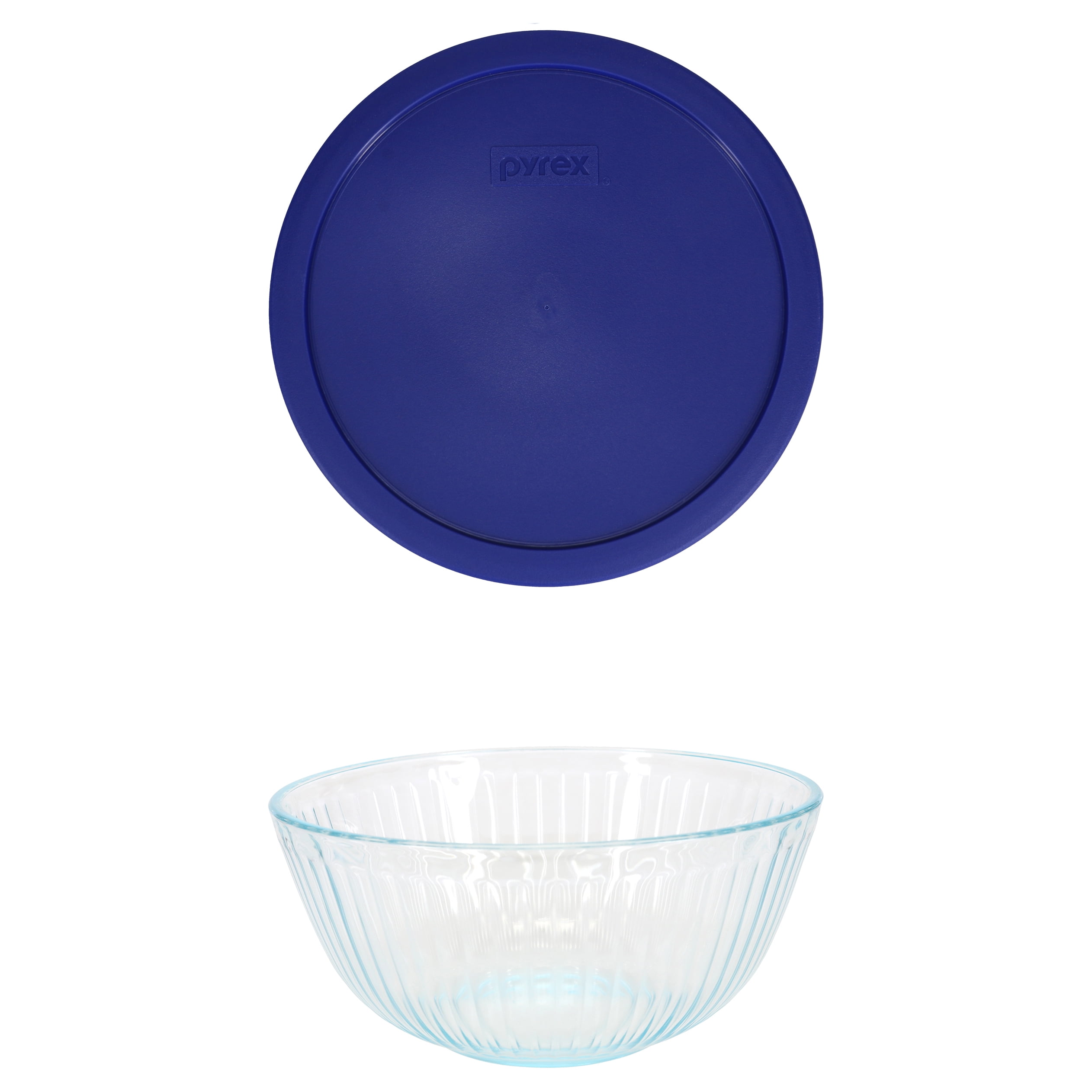 Pyrex 7403 10 Cup Sculpted Glass Mixing Bowl and 7403-PC Navy Blue