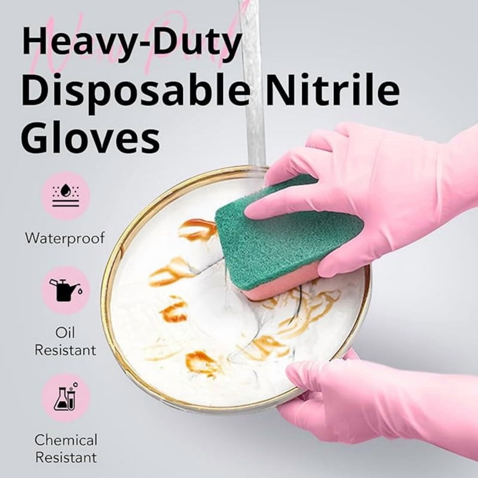 SwiftGrip Disposable Nitrile Cleaning Gloves, 100ct Box,6 Mil, 12" Extended Cuff Latex-Free Dishwashing Household Gloves for Cooking, Hair Dye, Spa