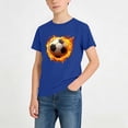 thumbnail image 2 of DJDLJWCJ Boys Soccer Shirt Crewneck Relaxed Fit Soccer Printed Summer Shirts Stretch Soft Outdoor Athletic Sports Shirts Blue Size 7-8 Years, 2 of 8