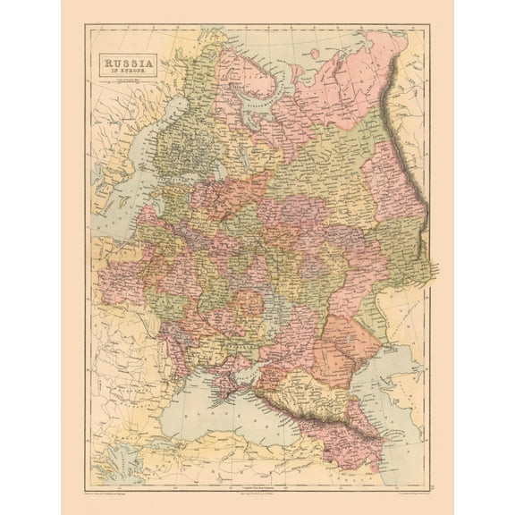 Historic Map - Russia - Black 1867 - 23 x 30.11 - Vintage Wall Art