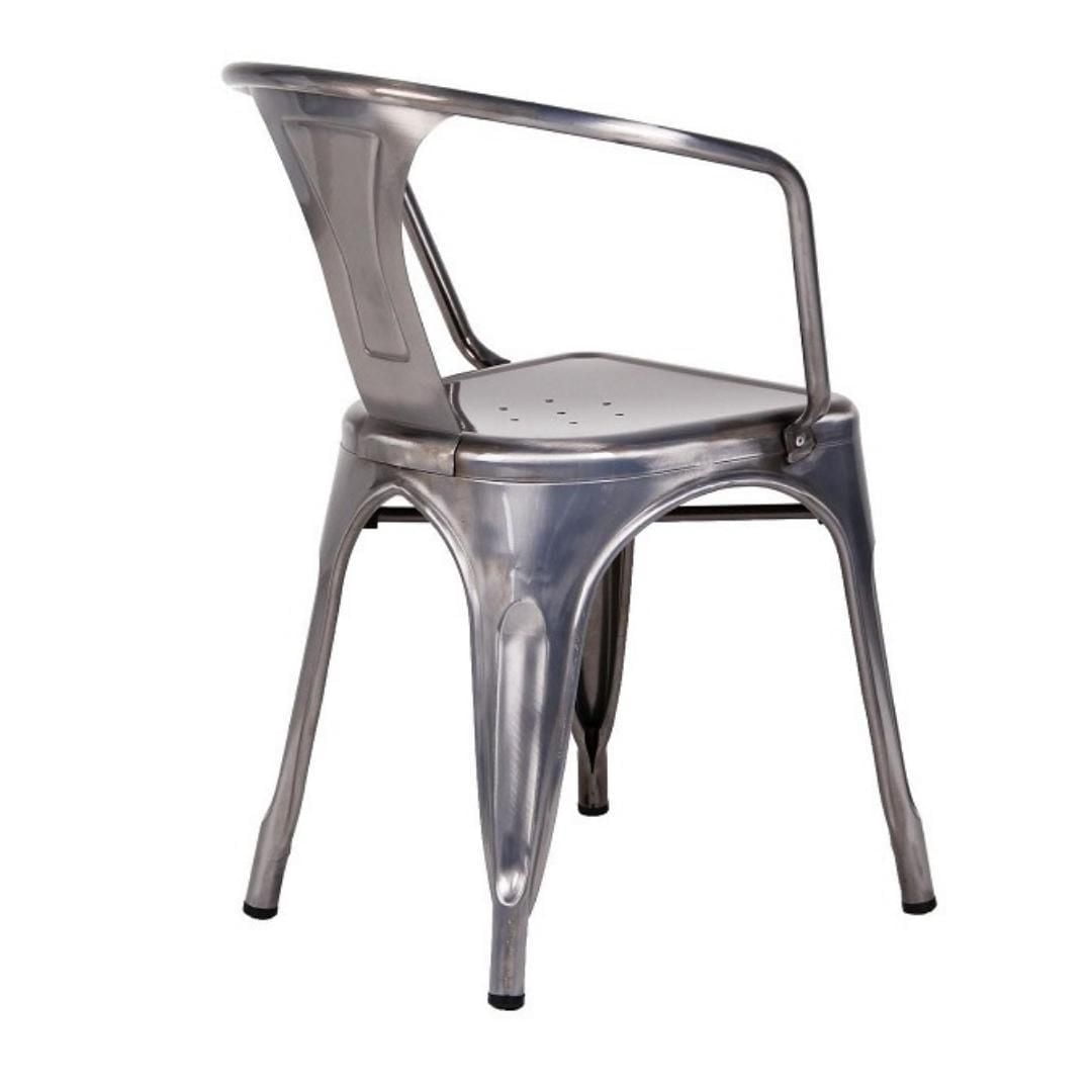 Iconic Tolix Gunmetal Arm Chair – Durable, Lightweight, and Industrial-Style Metal Dining Chair Perfect for Modern, Rustic, or Urban Spaces