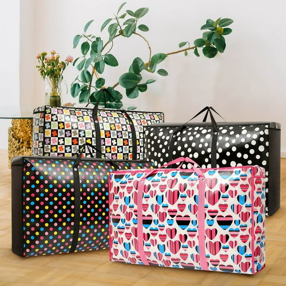 BCZHQQ Waterproof and Mositureproof Heavy Duty Extra Large Moving Bags with Backpack Straps - Strong Handles & Zippers,Storage Totes For Space Saving,Fold Flat,Alternative to Moving Box M80*53*26