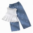 thumbnail image 3 of HCNTES Little Girls Summer 2 Piece Outfits Kids Short Sleeve Tops Wide Leg Pants Clothing Sets 3T 4T 5T 6T 7T Kids Girls School Outfits Set(F02-White,3-4 Years), 3 of 8