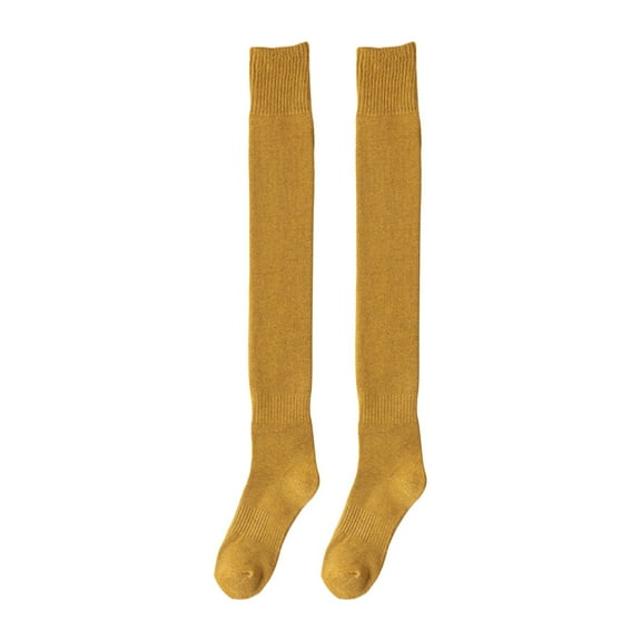 Fgnfyis Knee Socks for Autumn and Winter High Tube Socks Warm Stockings Long Tube Ladies Solid Color Loop Hosiery Pairs Yellow One Size