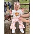 thumbnail image 5 of RUINIXCW Baby Girl Fall Outfits Cow Print Long Sleeve Romper Flare Pants Headband, 5 of 8