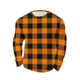 thumbnail image 5 of VgaVtl Fall Winter Long Sleeve Men Shirt Orange Clothing for Men Waffle Leisure Loose Elastic Plaid Athletic Shirts,L, 5 of 5