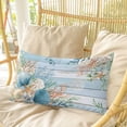 thumbnail image 4 of Blue Beach Coastal Pillow Covers, Linen Long Throw Pillow Case, Summer Nautical Coral Shell Botanical Vintage Holiday Pillow Protector Decorative Cushion Cover for Living Room/Bedroom 20" x 36", 4 of 8
