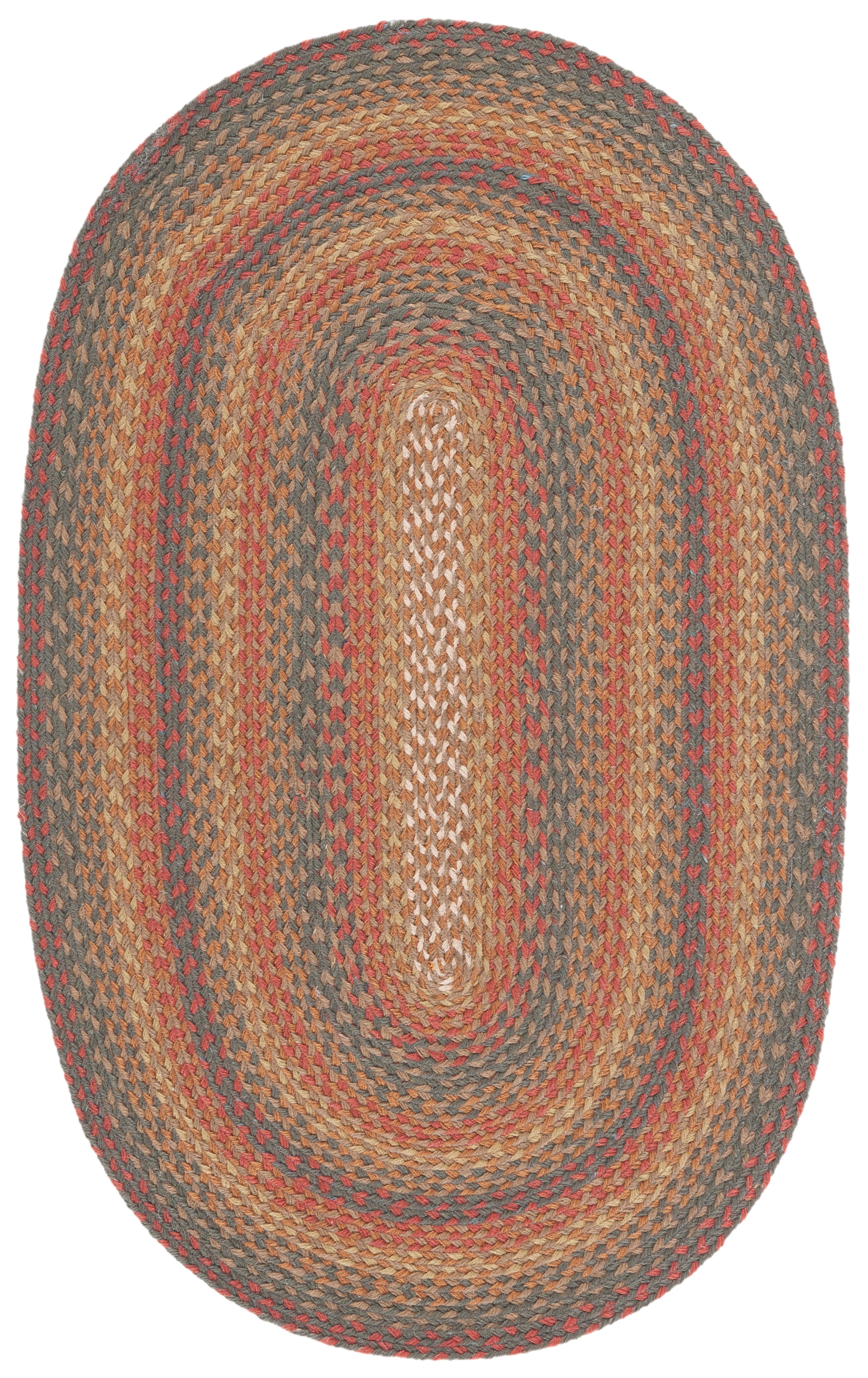 SAFAVIEH Braided Dorinda Bordered Reversible Area Rug, Green/Rust, 3' x 5' Oval