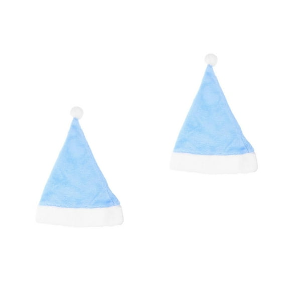 2pcs Blue Santa Claus Hat Christmas Hat Singing Decoration for Kid Adult Xmas Festival Decor Gift Bag