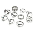 thumbnail image 3 of Juego De 10 Uds. De Anillos Para Nudillos Vintage, Anillos De Articulación Apilables Para Mujer, Anillos De Dedo Tallados Huecos Bohemios, Anillos Midi De Cristal Noticed AP006109-00, 3 of 6