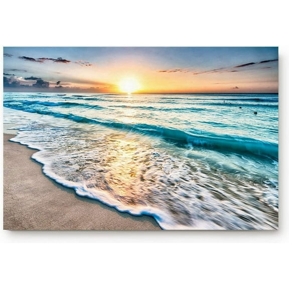 Ocean Theme Sand Beach Wave Sea Bathroom Rugs Soft Bath Rugs Non Slip, Washable Cover Floor Rug Absorbent Carpets Floor Mat Home Decor for Kitchen Bedroom 16x24 Inch