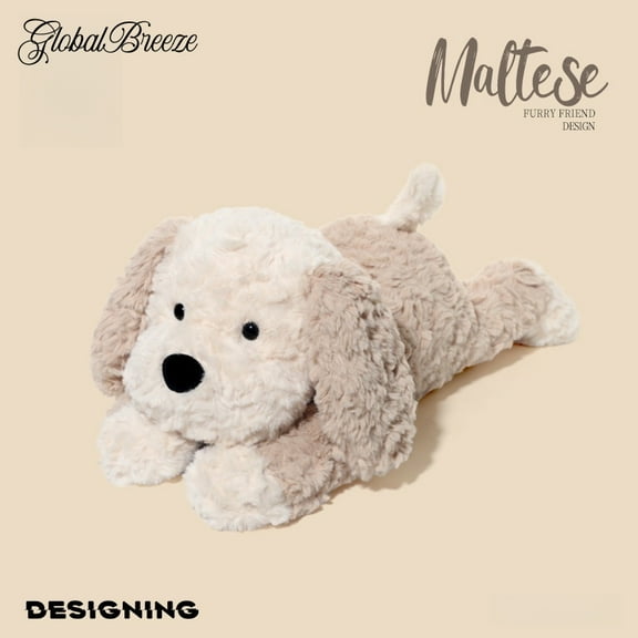 GlobalBreeze Cute Maltese Dog Plush Toy, Soft Stuffed Puppy, Fluffy Pet Plush, Adorable Cuddly Toy Dog, Realistic Furry Plush Animal, Gift for Kids Adults, Birthday Holiday Home Decor