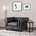 thumbnail image 2 of Home Square 2 Piece Leather Chesterfield Accent Chair Set In Gray, 2 of 11