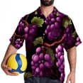 thumbnail image 4 of Grape Men's Short Sleeve Poplin Shirt, Casual Printed Beach Button Down Summer Unisex Shirts, 4 of 6