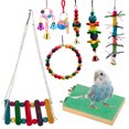 thumbnail image 2 of Labymos 8Packs Parrot Chewing Toys Bird Toys Frosted Jumping Board Swing Ring Bell String for, 2 of 7