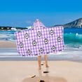 thumbnail image 2 of Yayeee Kids Hooded Towel with Hand Pockets Beach Soft Absorbent Bath Wrap 50 x 23.5 inch, Purple Plaid Horse Pattern, 2 of 5