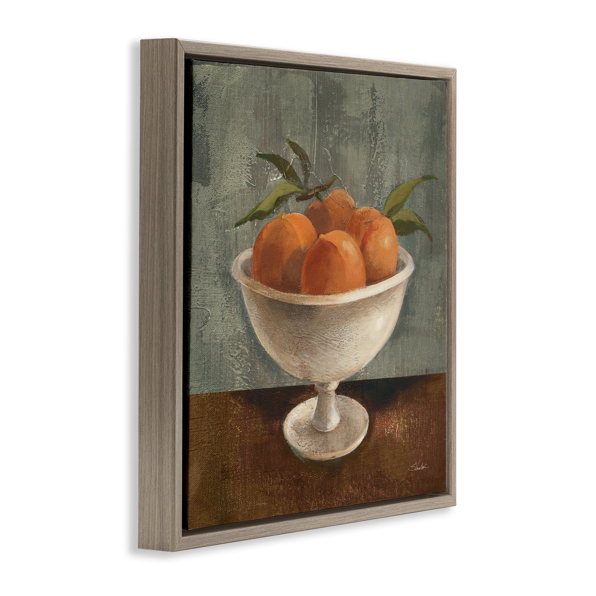 Stupell Industries Peaches Still Life Food & Beverage Painting Brown Floater Framed Canvas Art Print Wall Art, 18 x 18