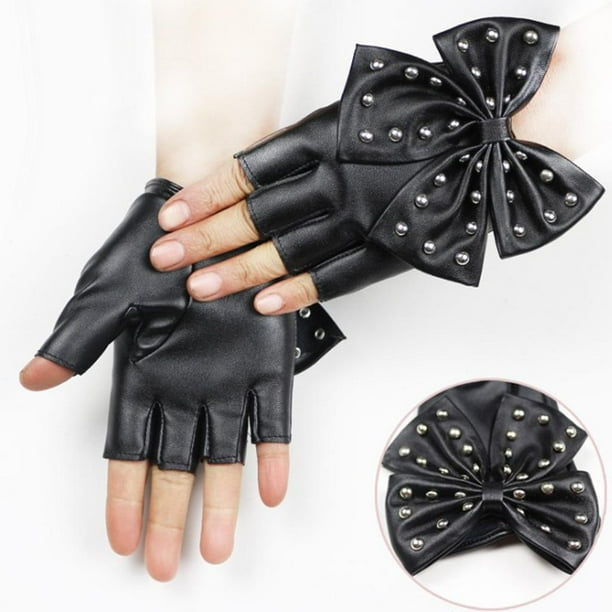 Guantes Sin Dedos Brillantes Para Mujer – Estilo Punk Con Estampado Metálico, Accesorios Para Fiesta Y Cosplay, Talla Única De 42 Cm, Rojos