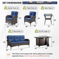 thumbnail image 2 of Gymojoy Brown PE Wicker 7 Piece Patio Furniture Set with Fire Pit Table, All Weather Outdoor Swivel Chair PE Rattan, Patio Conversation Sets with Cushions and Glass Coffee Table, Blue, 2 of 16