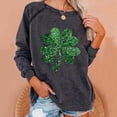 thumbnail image 2 of Womens Loose Sweatshirts Lucky Green Glitter Graphic Pullover Tops Casual Fashion Long Sleeve Shirt Lucky Clover Irish Sweatshirts Saint Patrick's Outfits(Dark Gray,XXL), 2 of 5