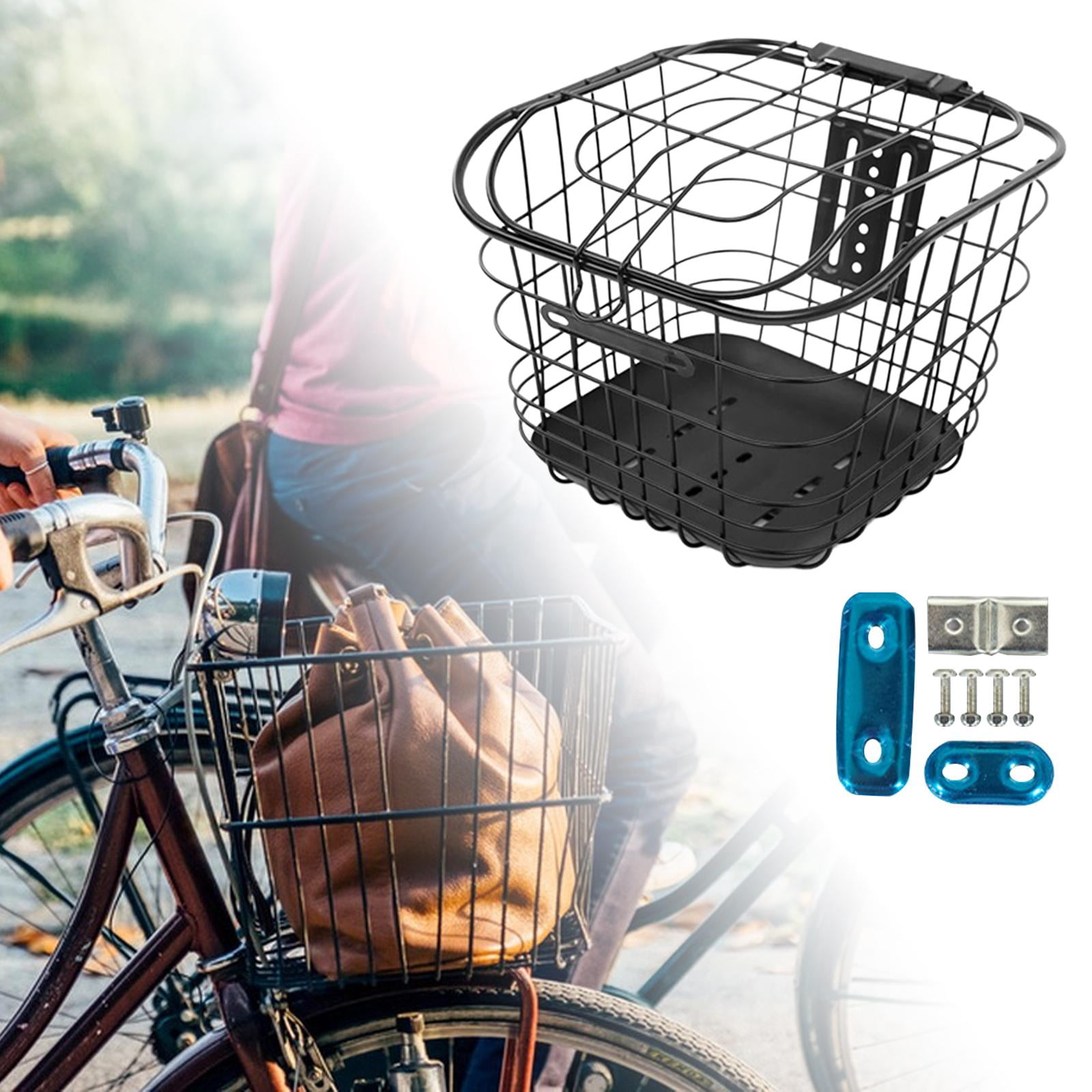 Baoblaze Bicycle Basket Front Rear Black Storage Basket Portable Mountain Bike Basket With bottom plate